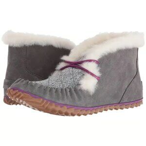 Sorel Women's Gray Out 'N About High-Cut Casual Suede Moccasins Slipper Size 7